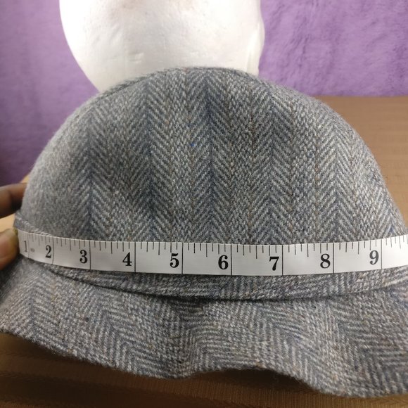 70s Stetson Hat Wool Grandpa Hat 100% SHETLAND WOOL TWEED in BLUE melange - Picture 7 of 11